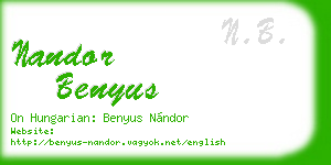 nandor benyus business card